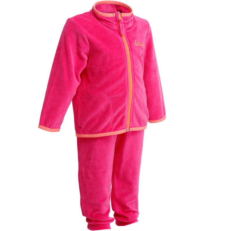 Baby Gym Velvet Tracksuit Pink Decathlon