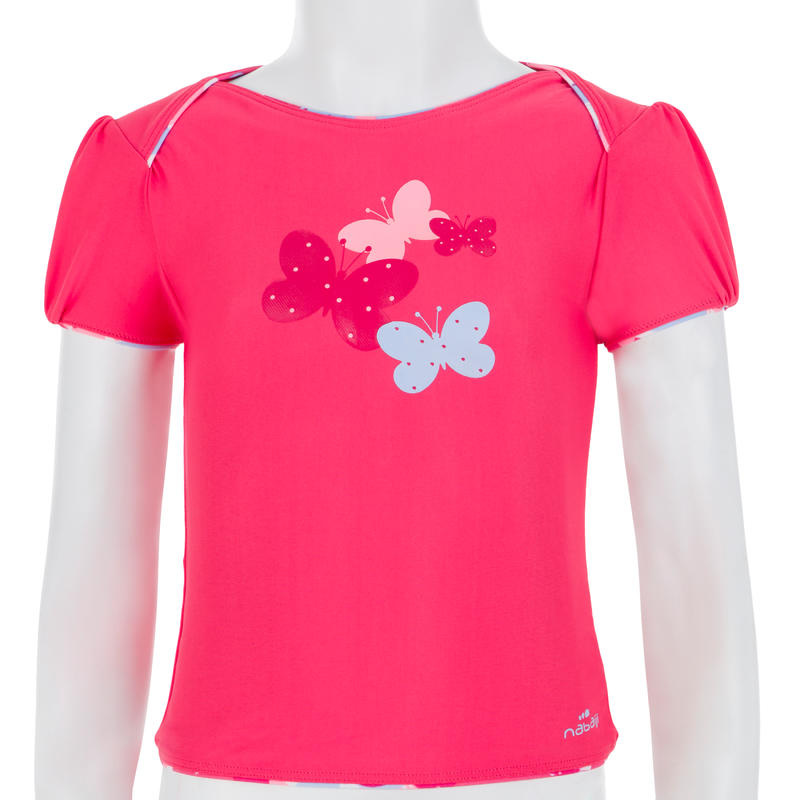 Traje de baño para bebé niña tankini top rosa con estampado "mariposas" Traje de baño para bebé niña tankini top rosa con estampado "mariposas"