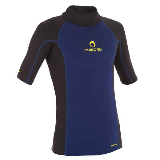 
      Detské tričko Top s neoprénom proti UV s krátkym rukávom na surf modro-čierne
  