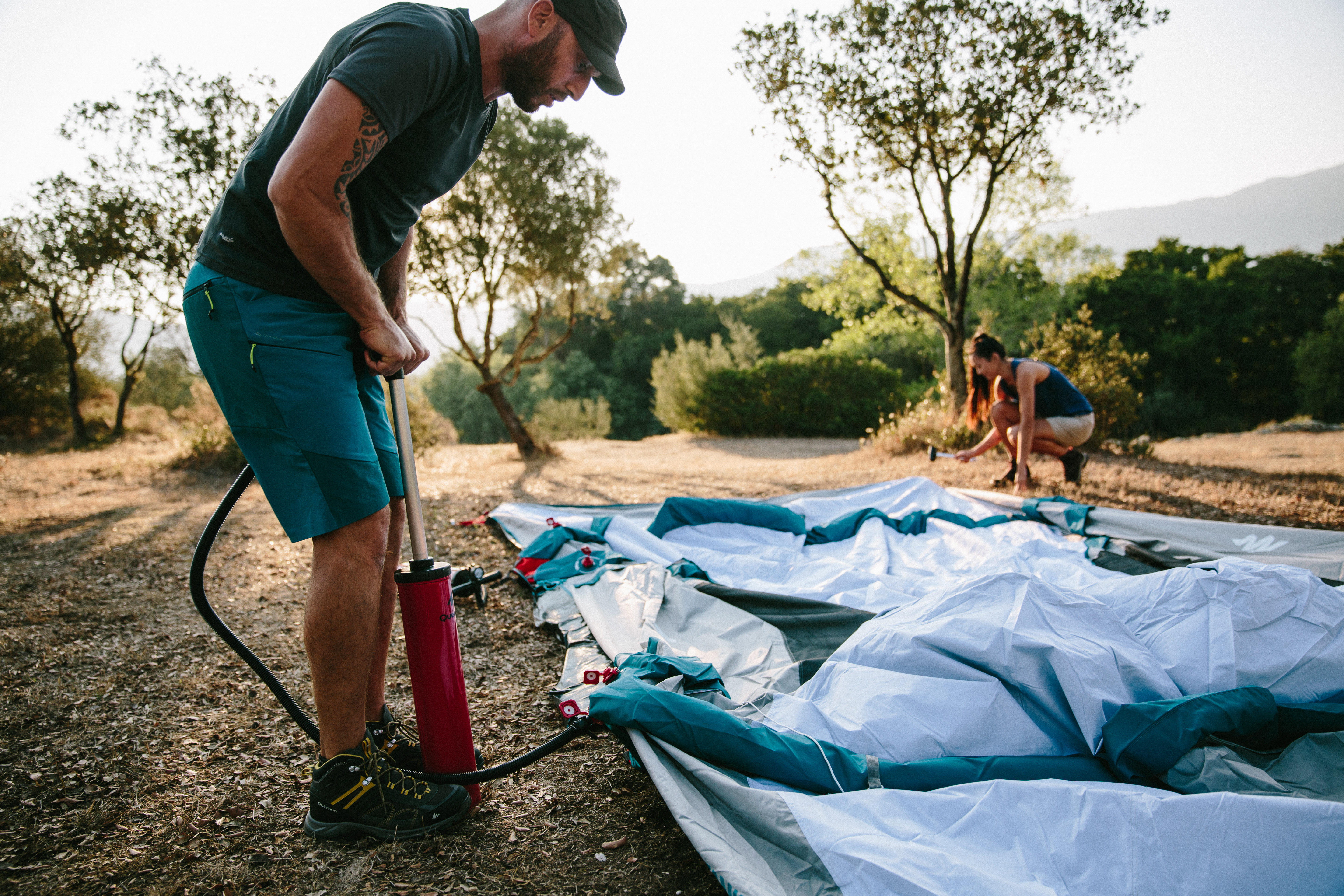 Tente de camping gonflable 4 personnes, Air Seconds Fresh & Black - QUECHUA