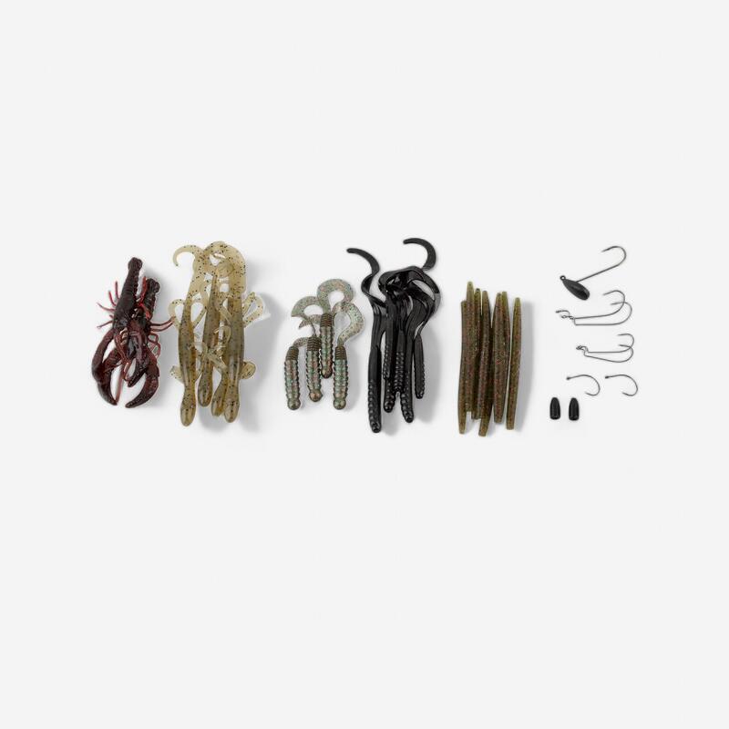 LEURRES SOUPLES PÊCHE PRO PACK KIT BLACK BASS