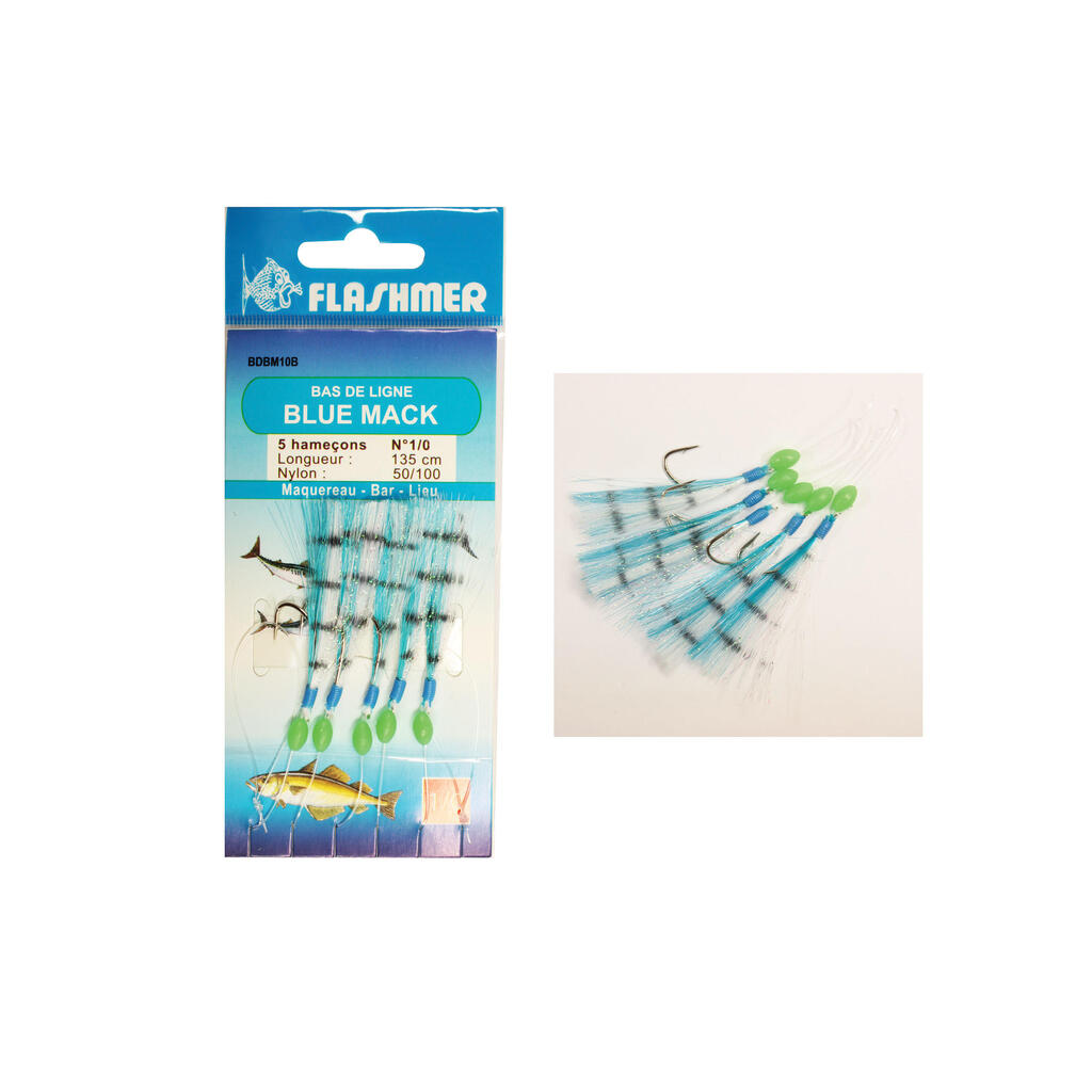 Blue mack 5 N°1/0 hooks blue sea fishing leader