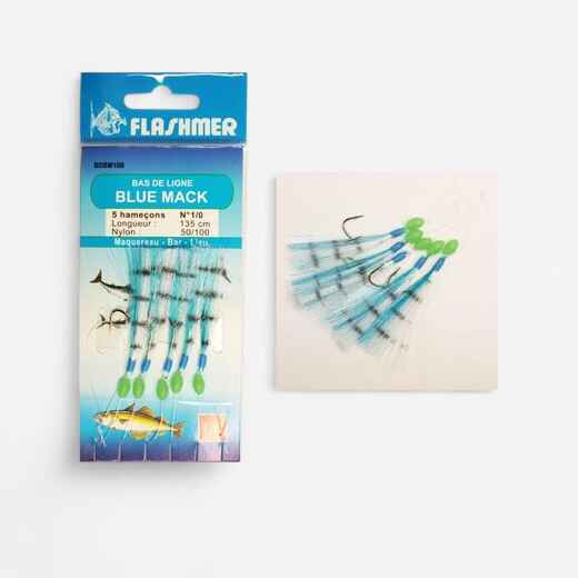 
      Blue mack 5 N°1/0 hooks blue sea fishing leader
  