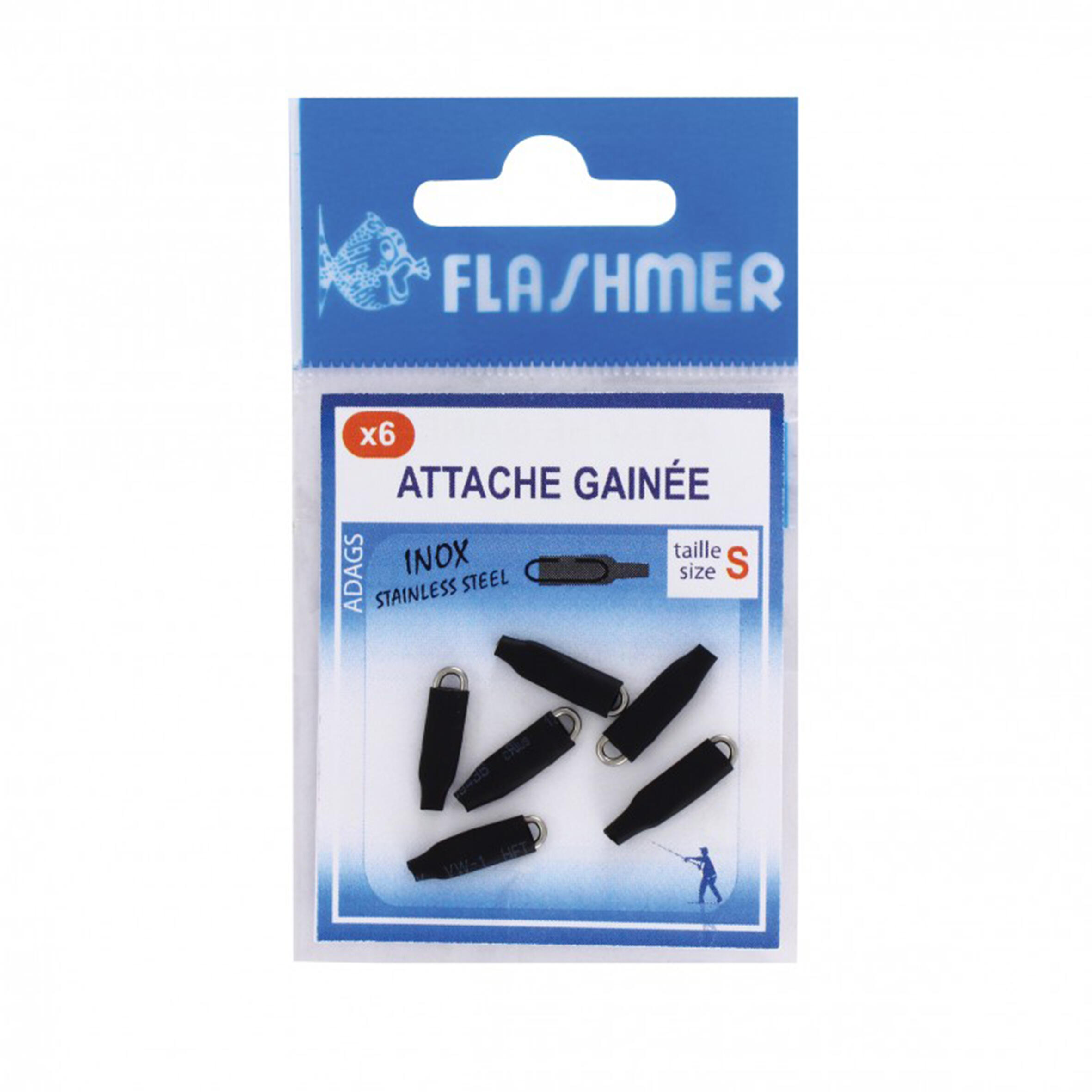 6 attaches gainées taille S de pêche en surfcasting 1/2