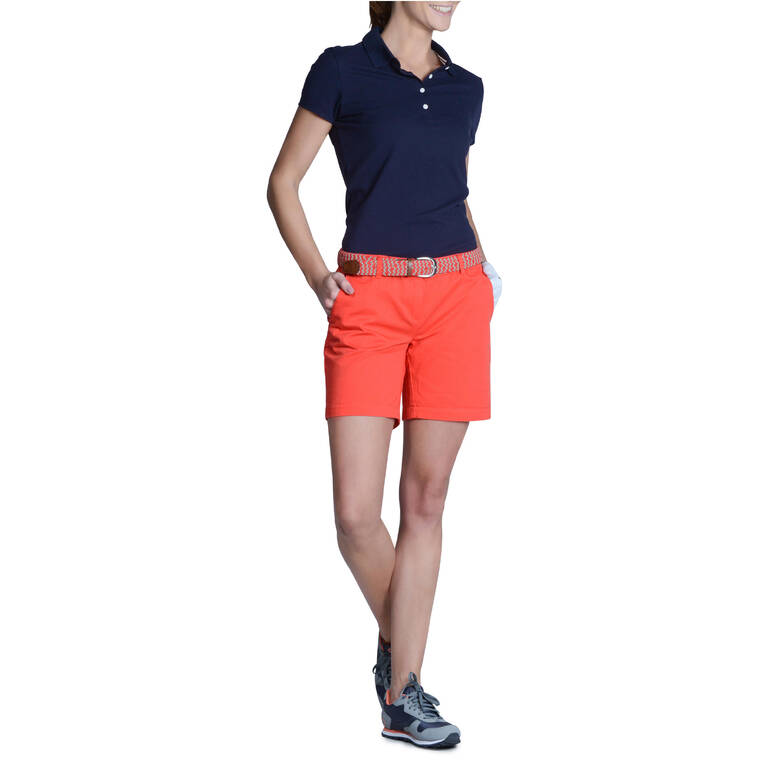 Women's golf short-sleeved polo shirt MW500 blue