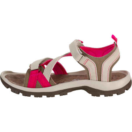 NH120 Women's Country Walking Leather Sandals - Beige