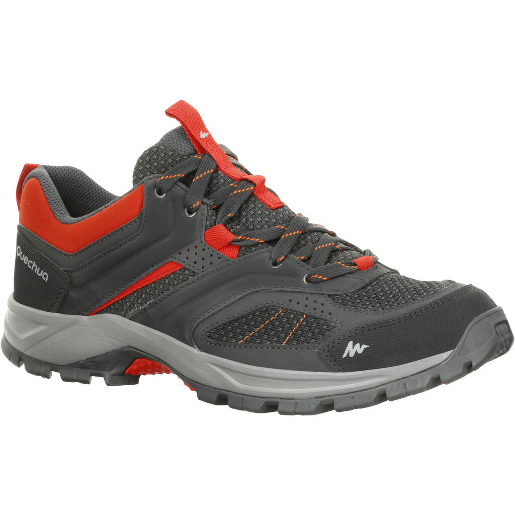 Zapatillas de excursión montaña hombre Forclaz 100 Negro / Rojas