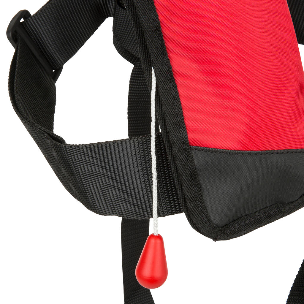 Kids' self-inflating life jacket + harness Pilot PLASTIMO 150 - red/black