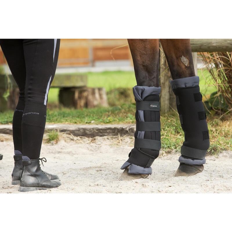 2 stalbandages met geïntegreerde wattering ruitersport paard zwart