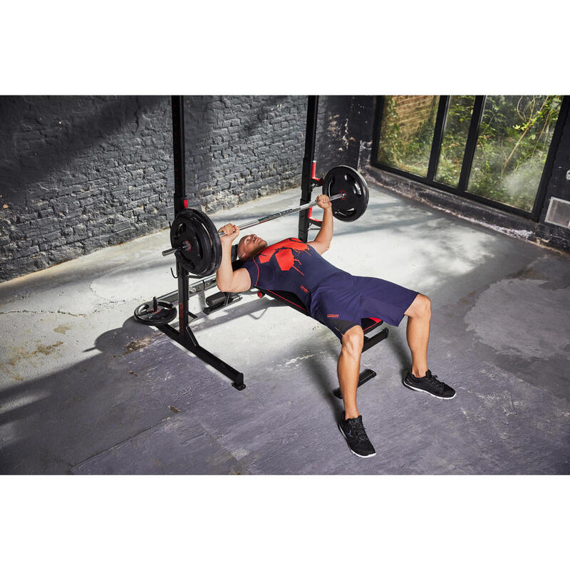 Disque musculation avec poignées 28 mm caoutchouc 5 kg - Decathlon