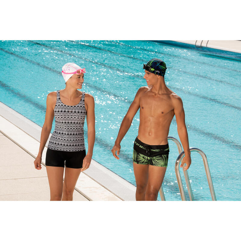 Lunettes de natation 100 EASYDOW Taille L Noir Vert