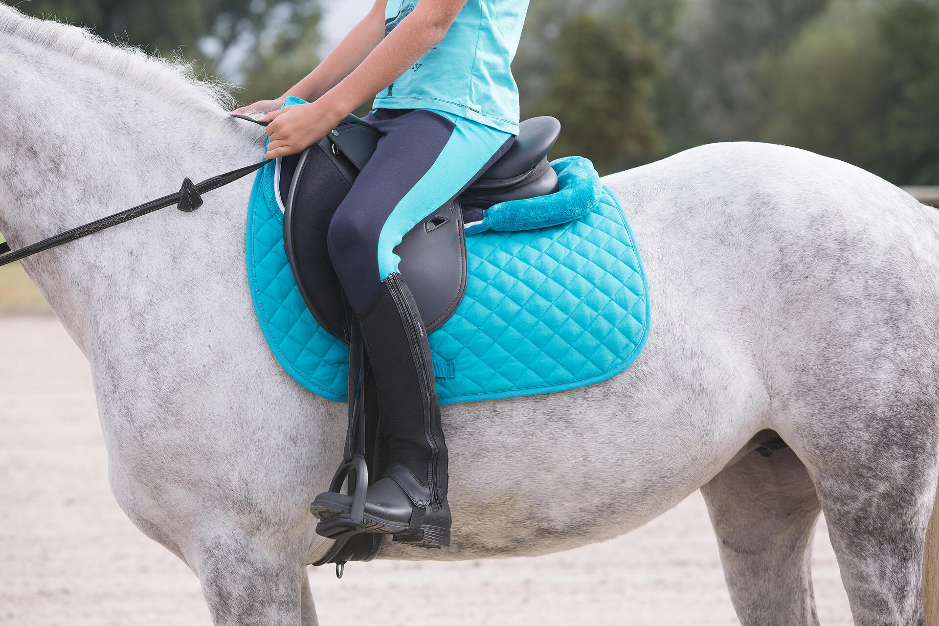 Kids' Horse Riding Mesh Half Chaps 100 Black