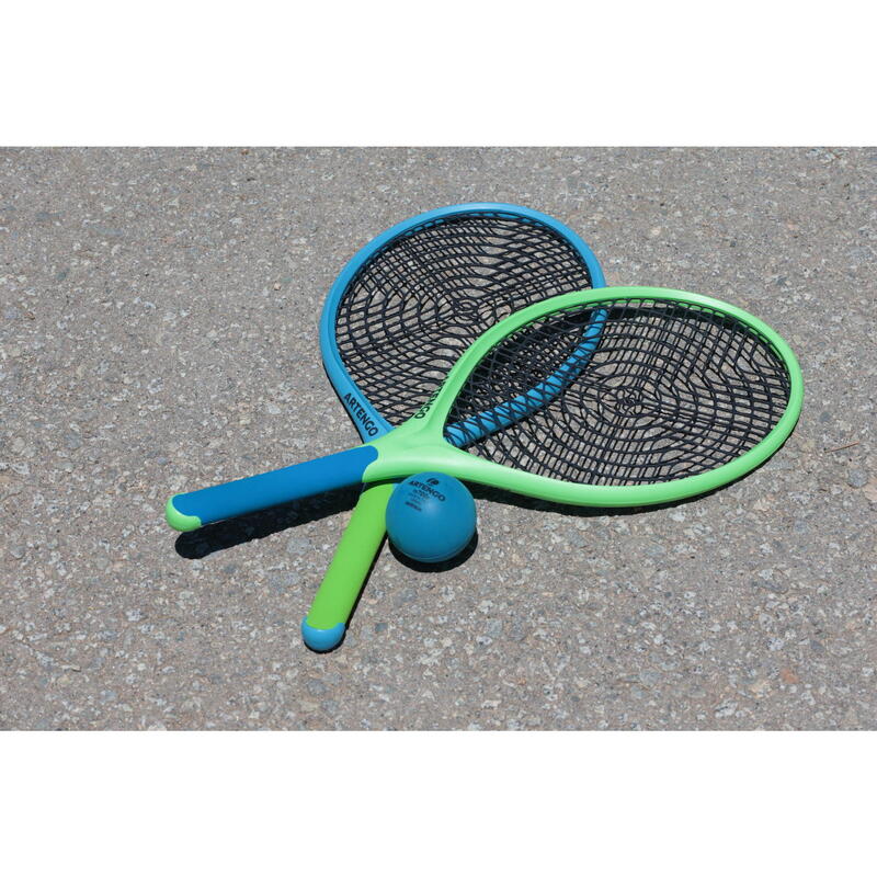 Set met 2 rackets en 1 bal Funyten blauw groen