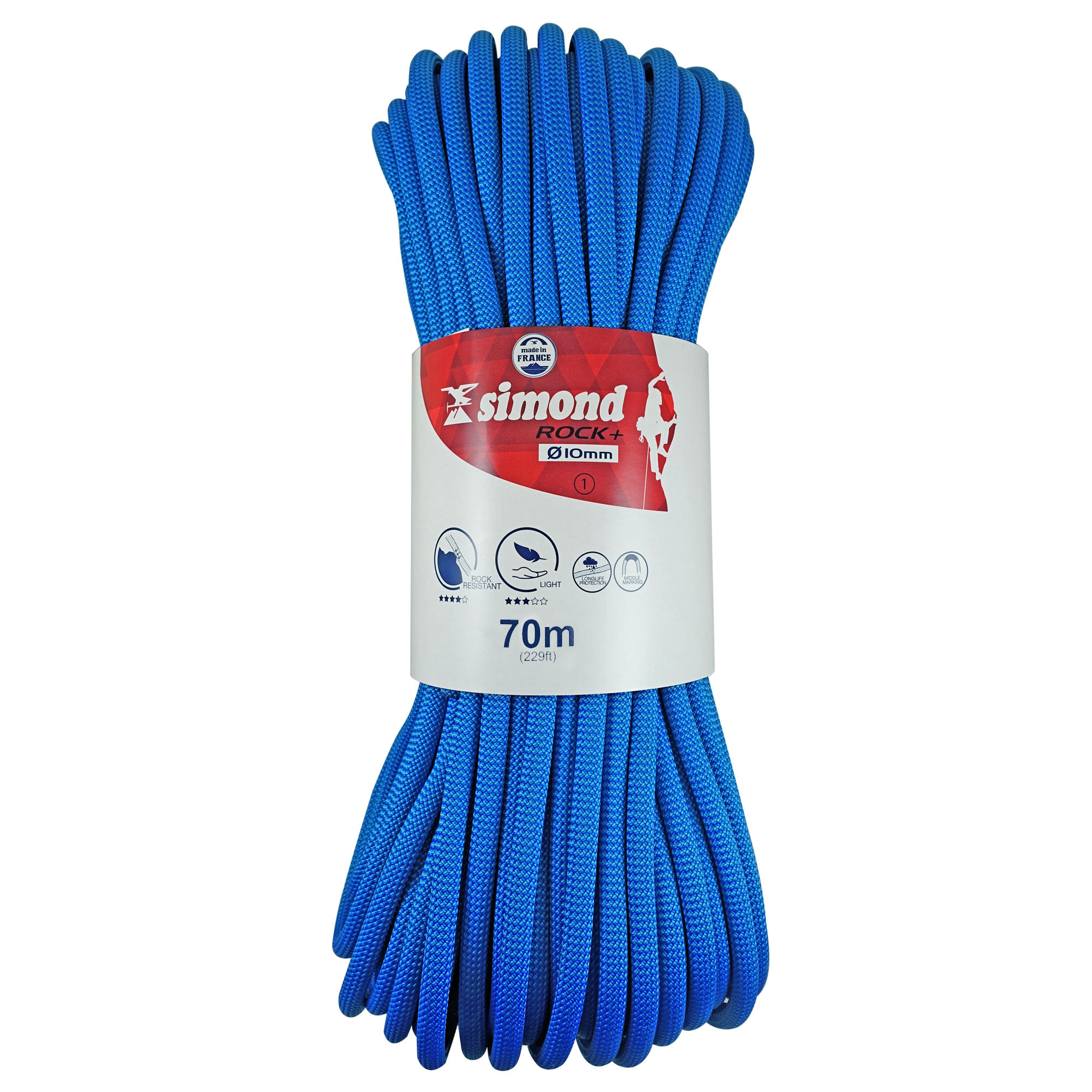 Rock+ Climbing Rope 10mm x 70m Blue Simond