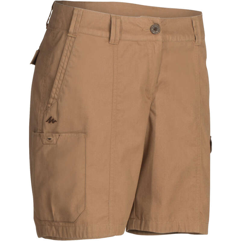 WOMEN APPAREL OUTFIT TRAVEL TREK Trekking - TRAVEL100 W SHORTS - BROWN FORCLAZ - Trekking