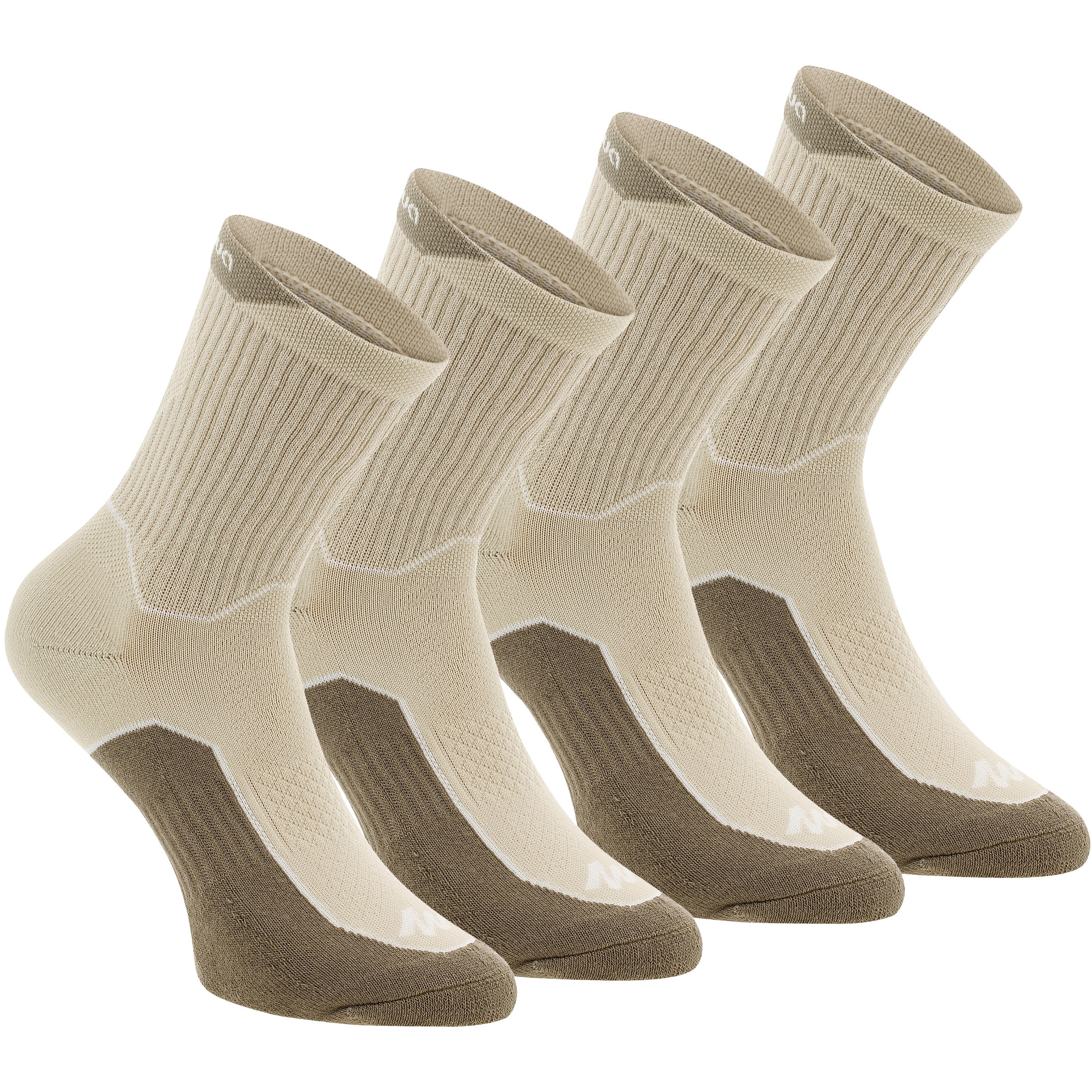 QUECHUA Arpenaz 100 2 pairs of medium length adult hiking socks - Beige