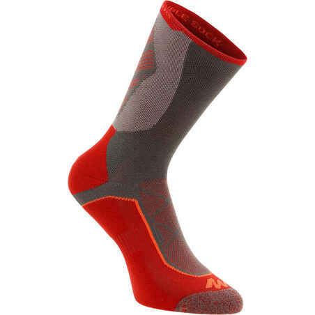 High-Top Walking Socks - 2 Pack - Red/Grey
