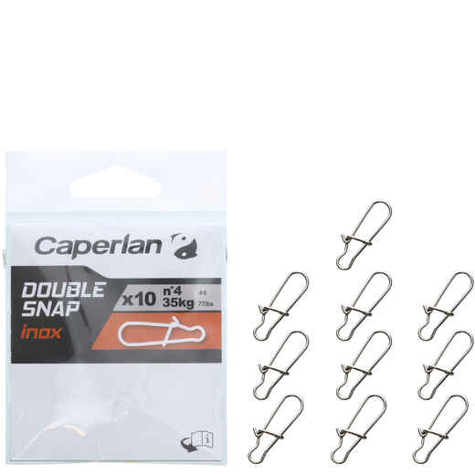 
      Fishing Stainless Steel Double Snap Clips x10
  