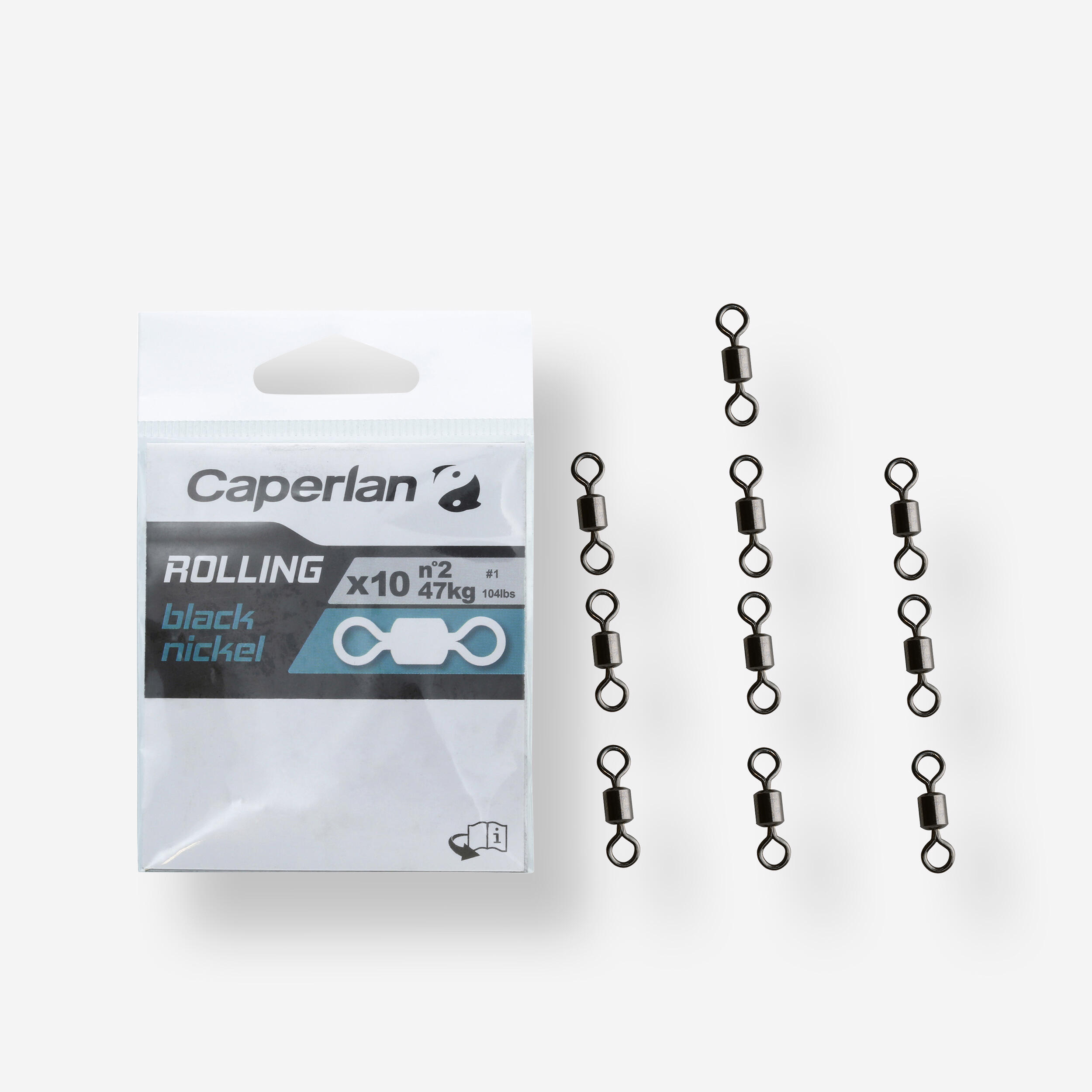 ROLLING BLACK NICKEL FISHING SWIVEL X10