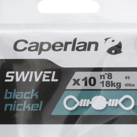 ÉMERILLON BARIL PÊCHE SWIVEL BLACK NICKEL X10 - Decathlon Cote d
