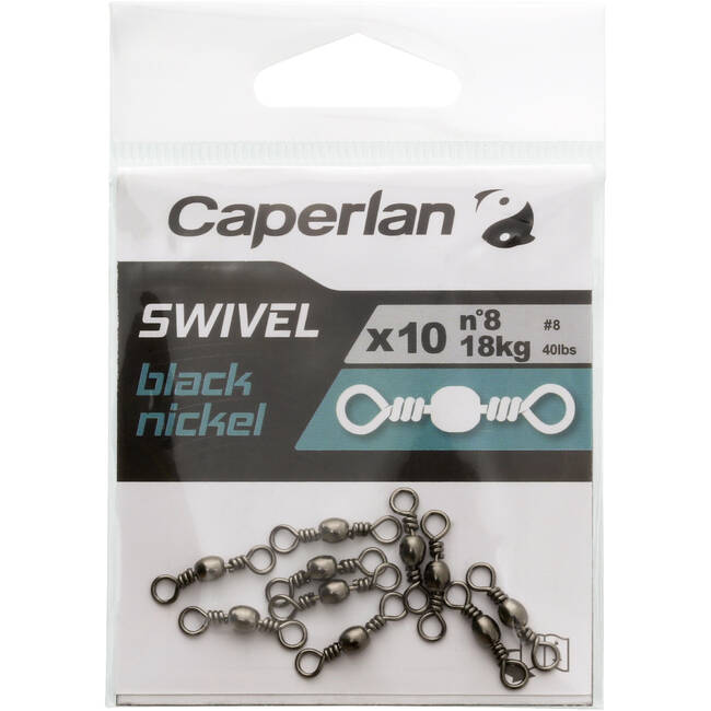 Fishing Swivel Rolling - Black Nickel (10 pack) - One Size By CAPERLAN | Decathlon