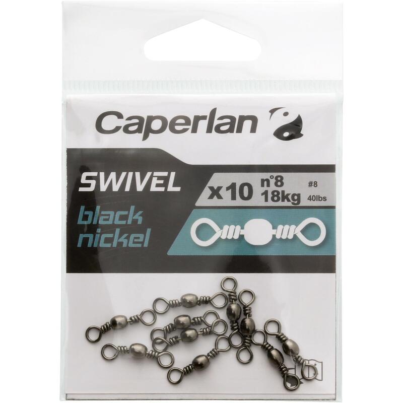 EMERILLÓN BARRILETE PESCA SWIVEL BLACK NICKEL X10 