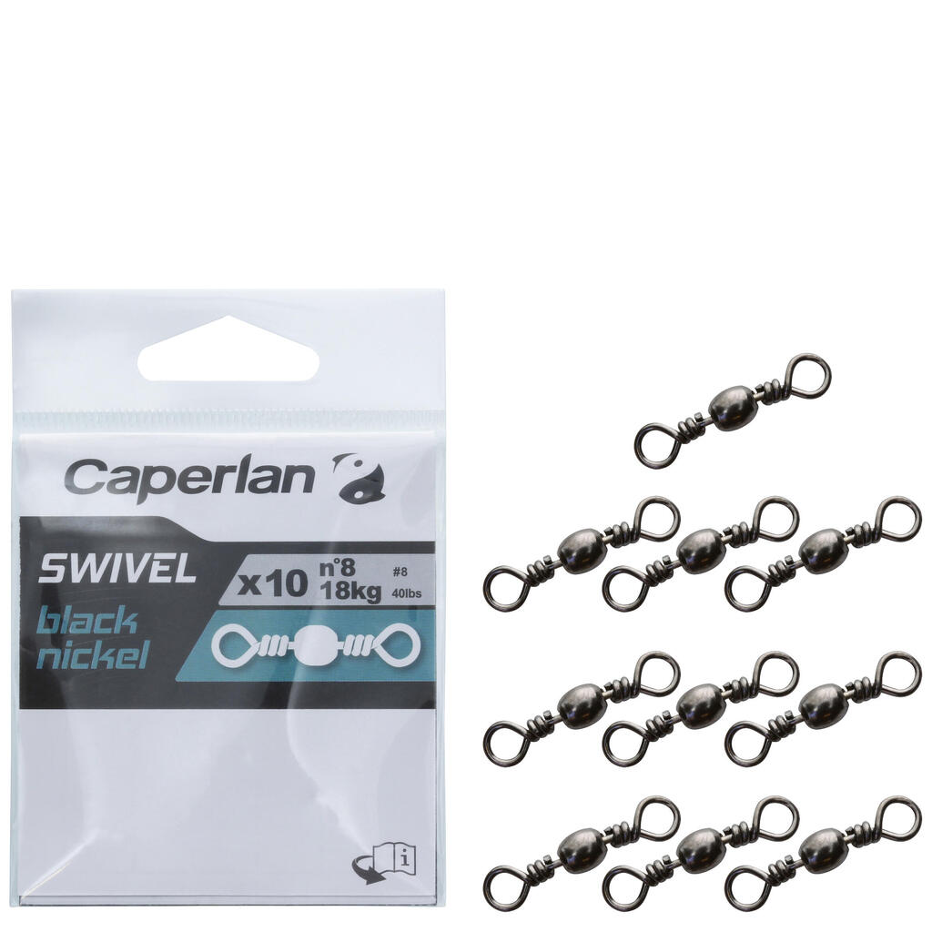 EMERILLÓN BARRILETE PESCA SWIVEL BLACK NICKEL X10 