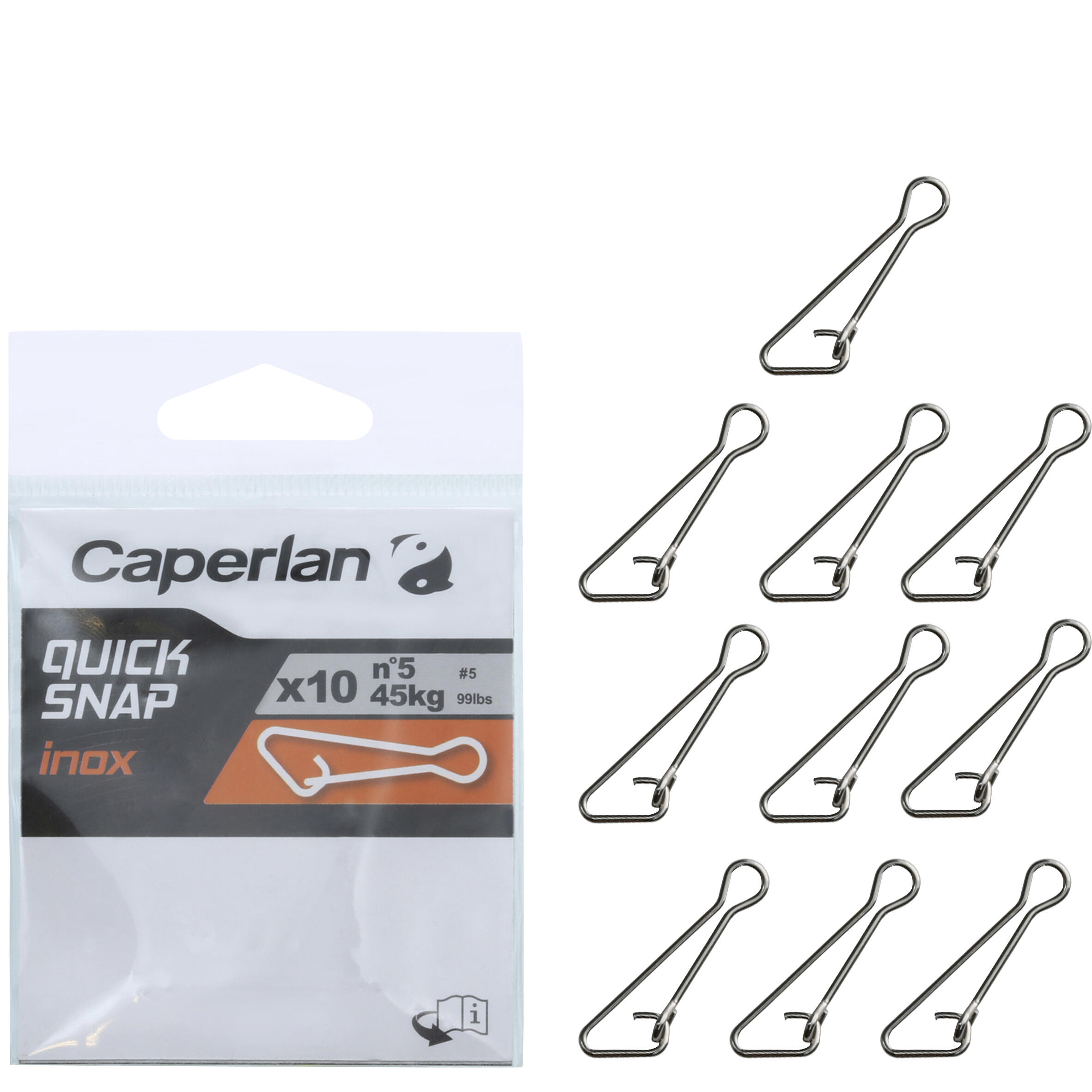 STAINLESS STEEL QUICK SNAP FISHING CLIP X10 CAPERLAN