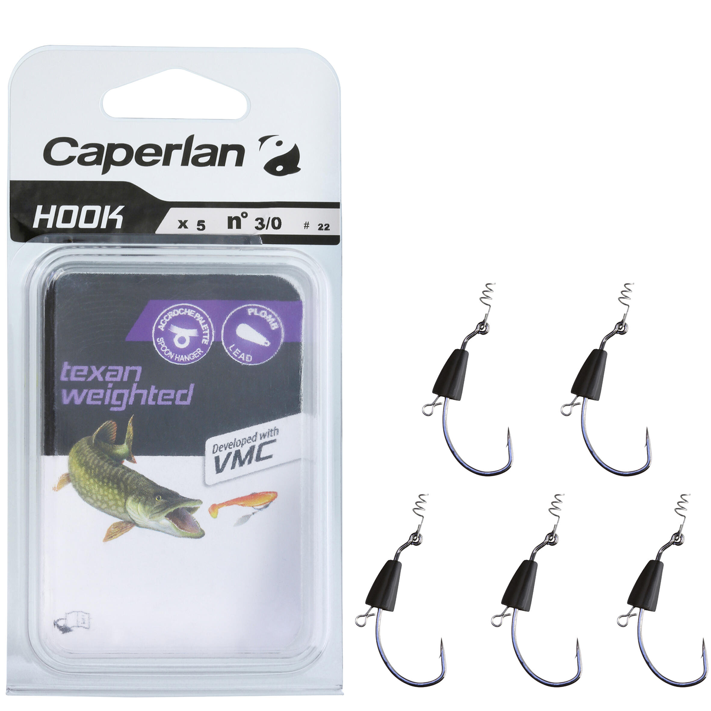 TEXAN WEIGHTED FISHING HOOK 3/0 - Mouse grey - Caperlan - Decathlon