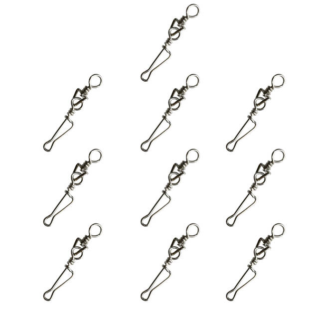 Fishing Swivel Clip Rolling Snap - Stainless Steel (10 pack) - One Size By CAPERLAN | Decathlon