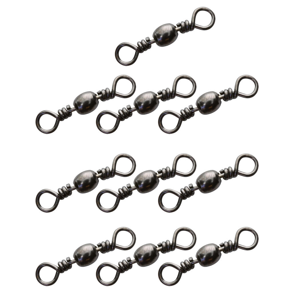 ROLLING FISHING SWIVEL BLACK NICKEL X10