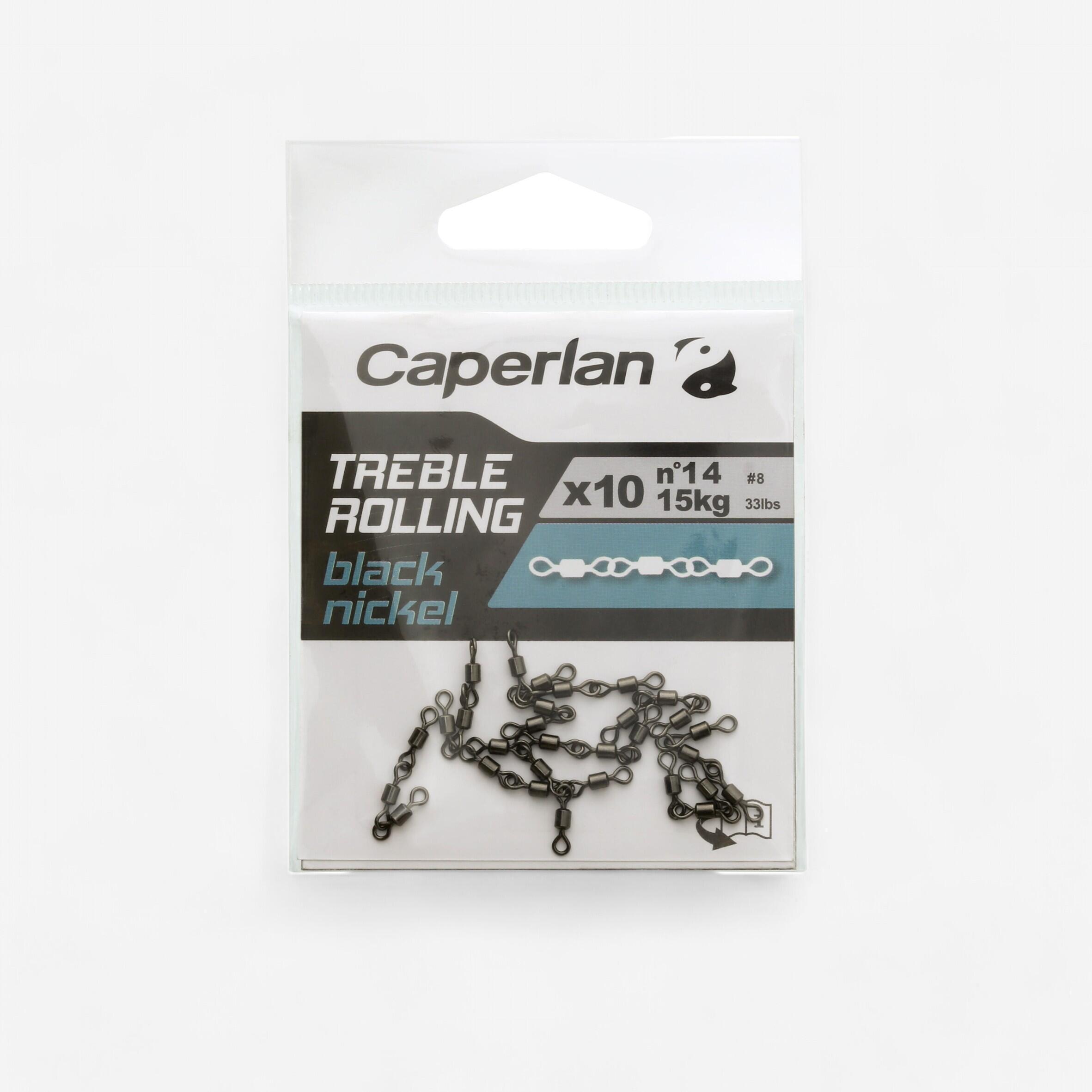 CAPERLAN Trojitý rybársky obrtlík Treble Rolling black nickel 10 ks 14