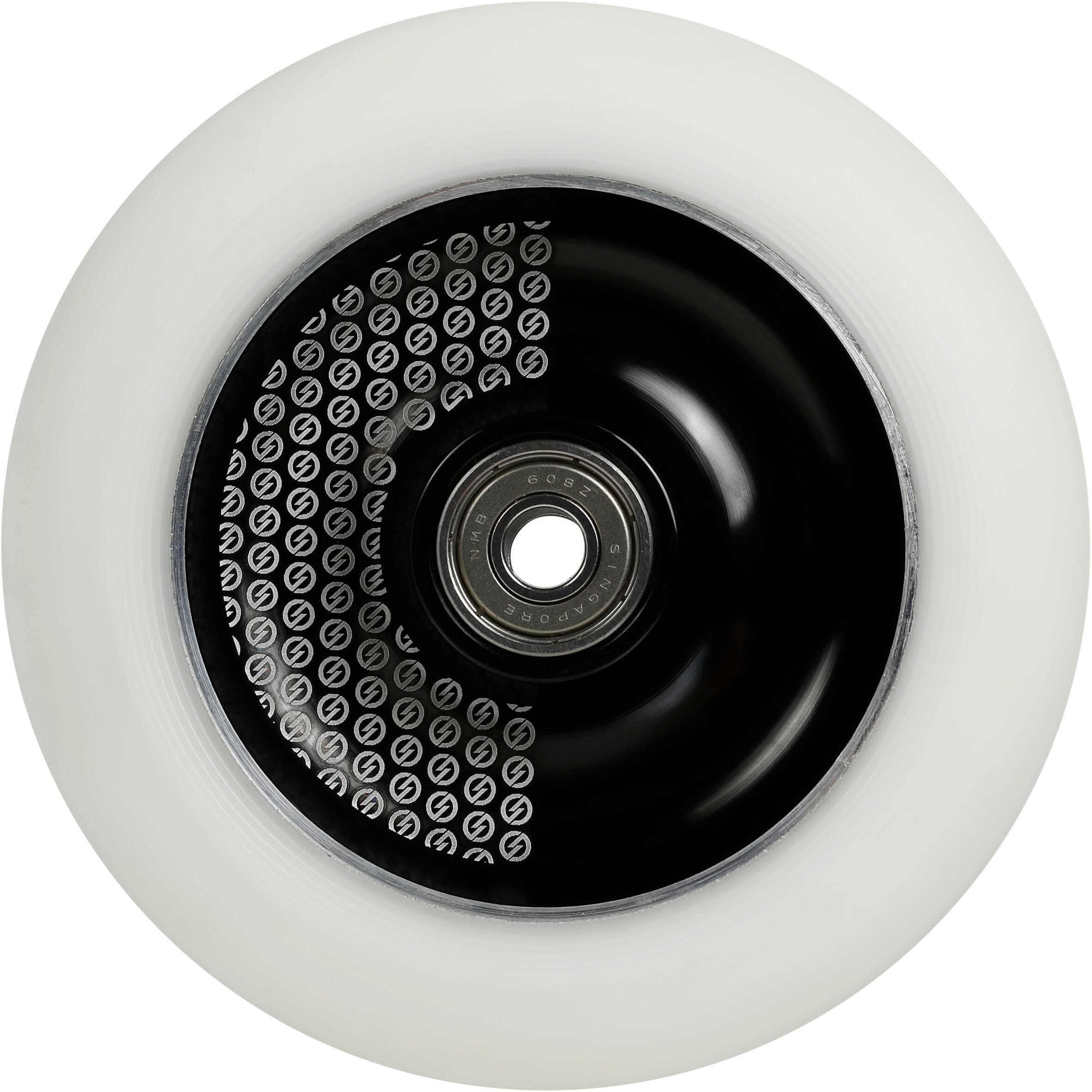 110mm Black Alu White PU Stunt Scooter Wheel 1/7