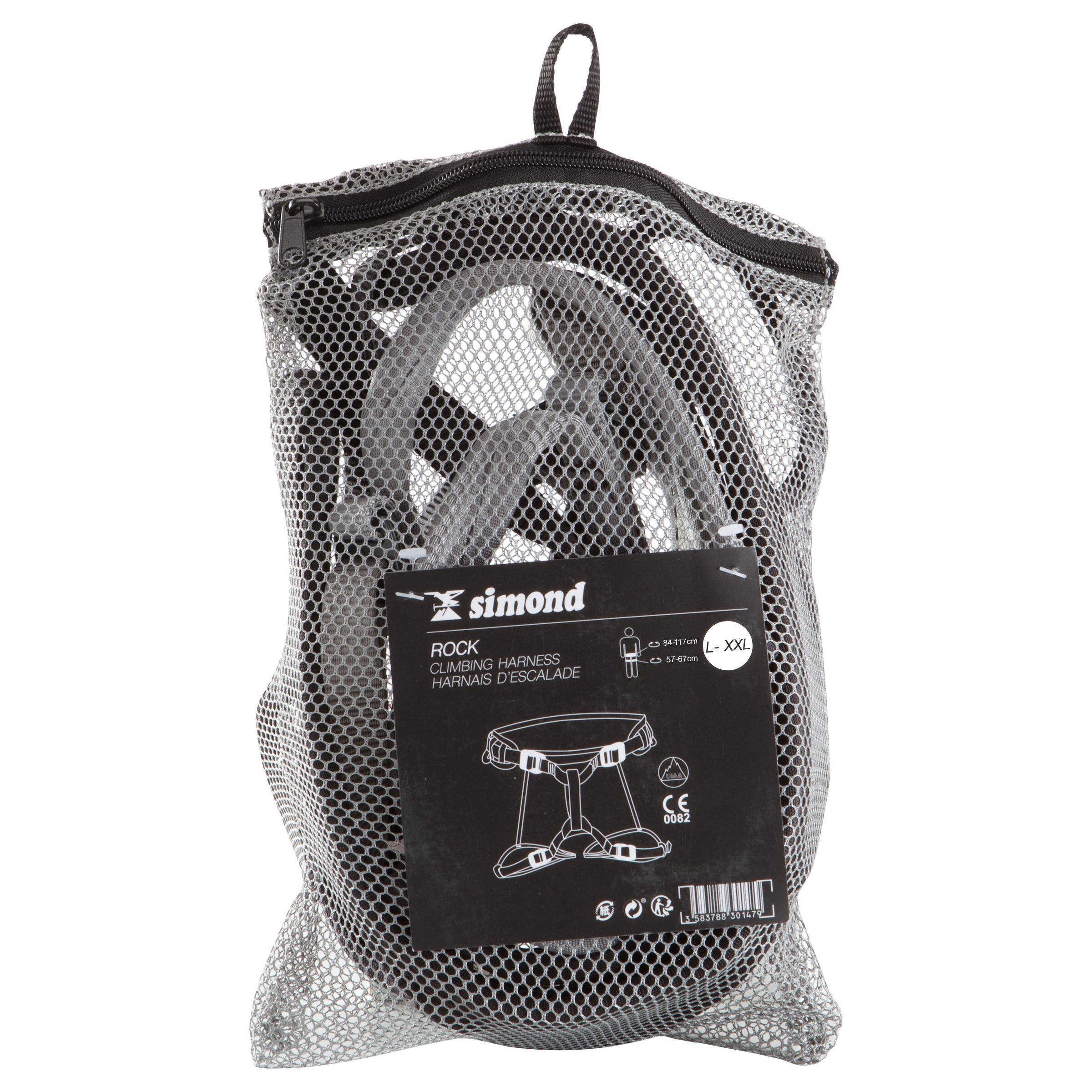 CLIMBING AND MOUNTAINEERING HARNESS - ROCK BLACK GREY -  5