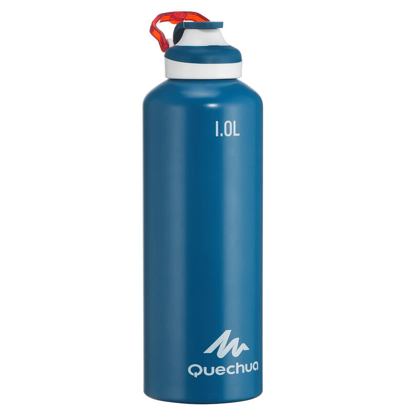 Gourde randonnée 500 bouchon ouverture rapide 1 litre aluminium bleu