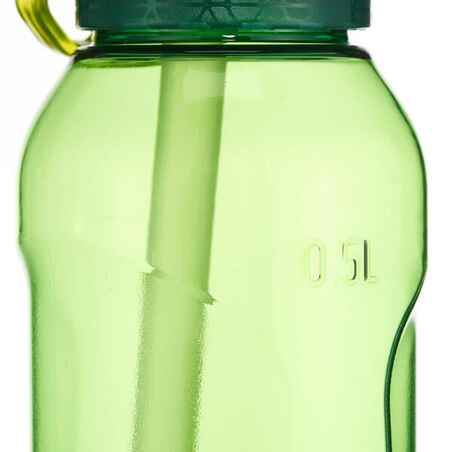 Hiking Water Bottle Instant Stopper with Straw 900 Tritan 0.5 Litre - Green