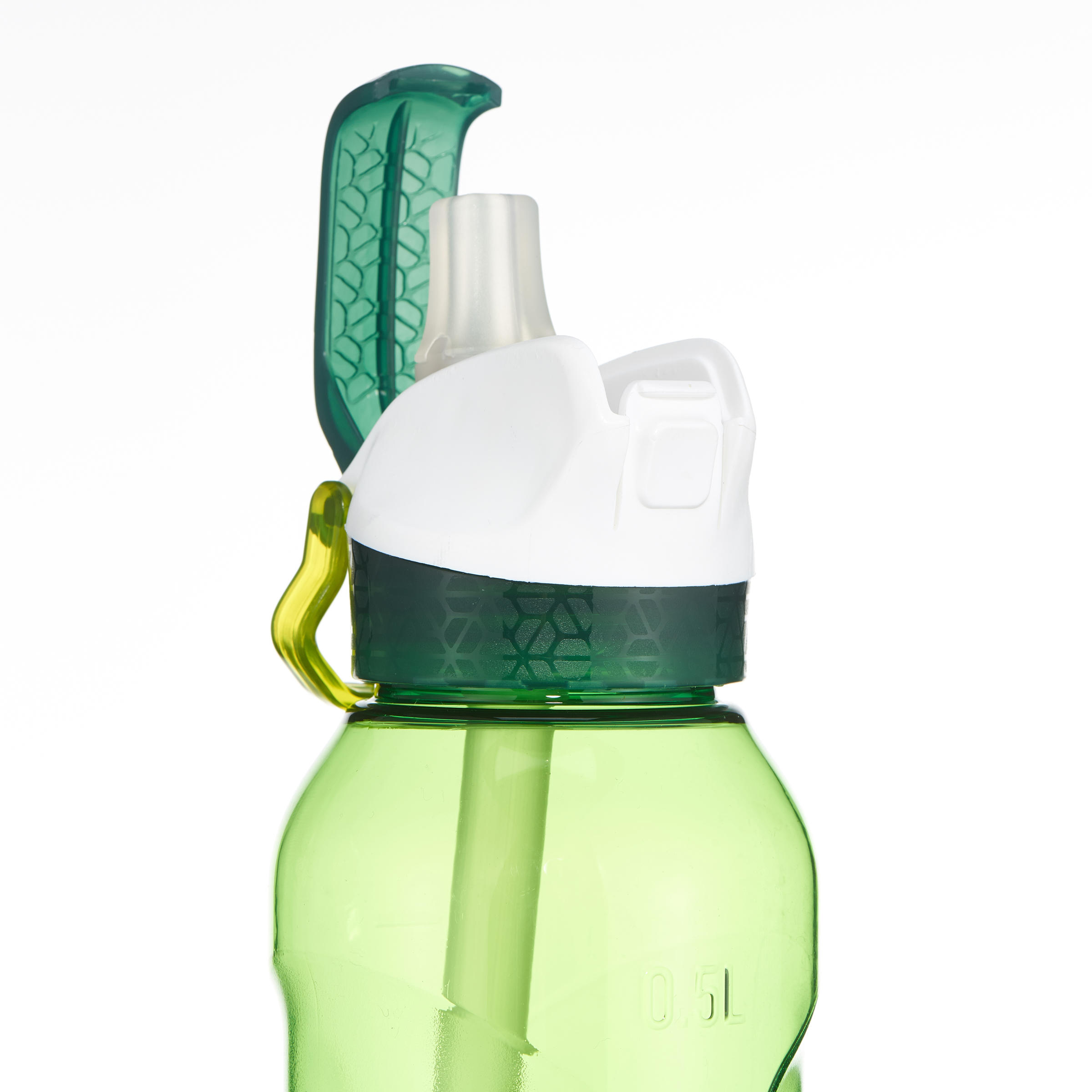 Hiking Water Bottle Instant Stopper with Straw 900 Tritan 0.5 Litre - Green 5/8