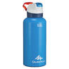 Hiking water bottle 900 with snap-on lid w. integral straw 0.6 L -blue aluminium