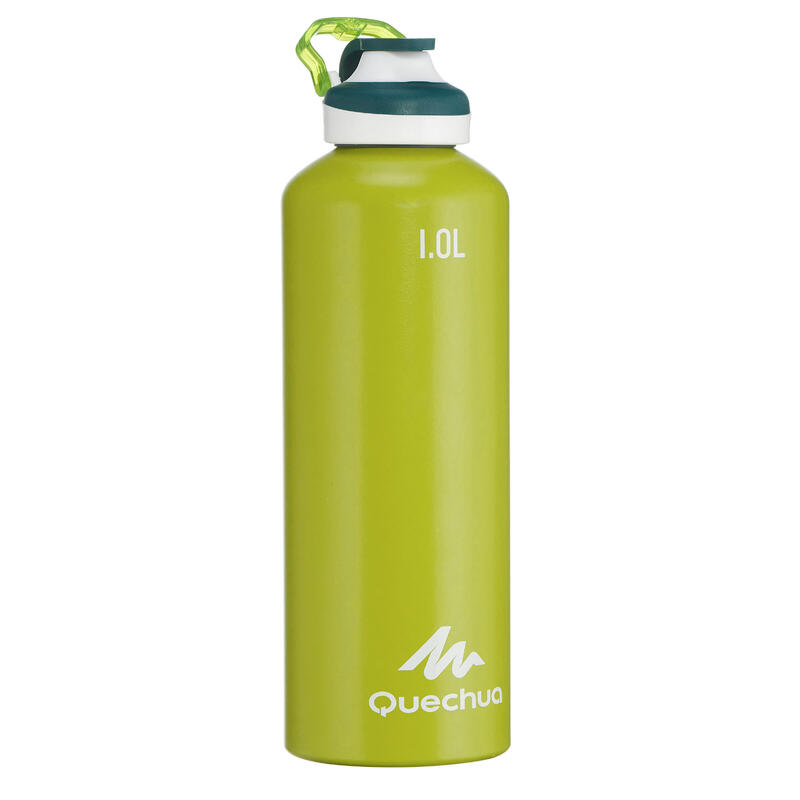 Cantimplora Botella Aluminio 1 L Quechua 500 Camping Apertura Fácil Verde
