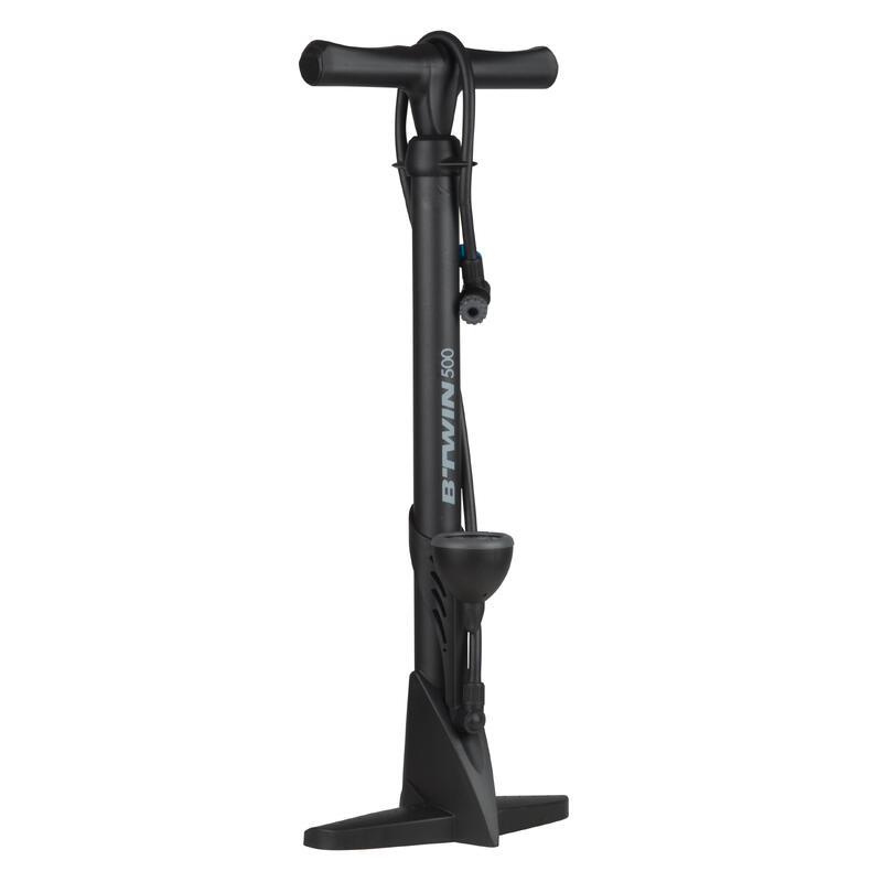 Bomba de aire pie bicicleta Btwin 500 negro rojo