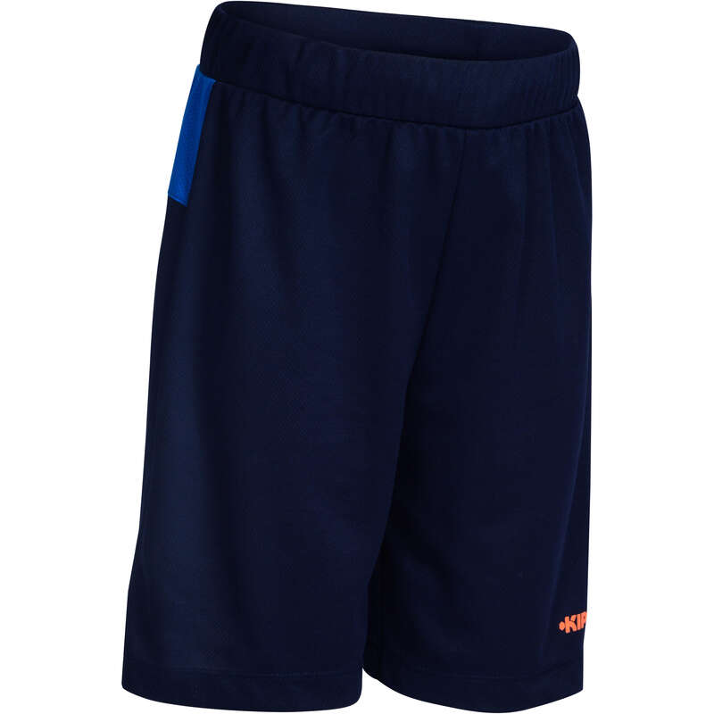 TARMAK B500 Kids Basketball Shorts Navy Blue Orange