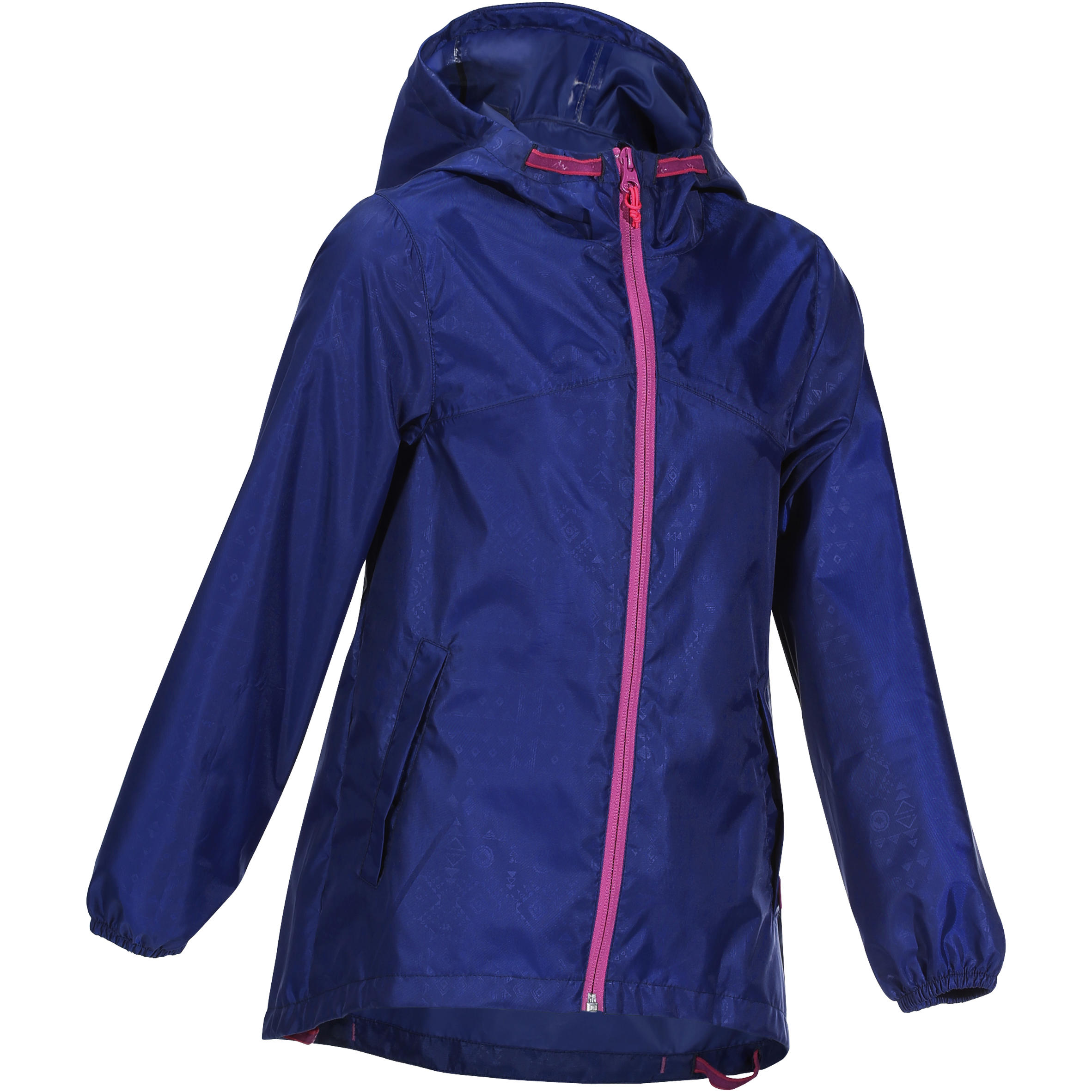 QUECHUA Hike 100 Waterproof Hiking Girl's Jacket - Navy Blue