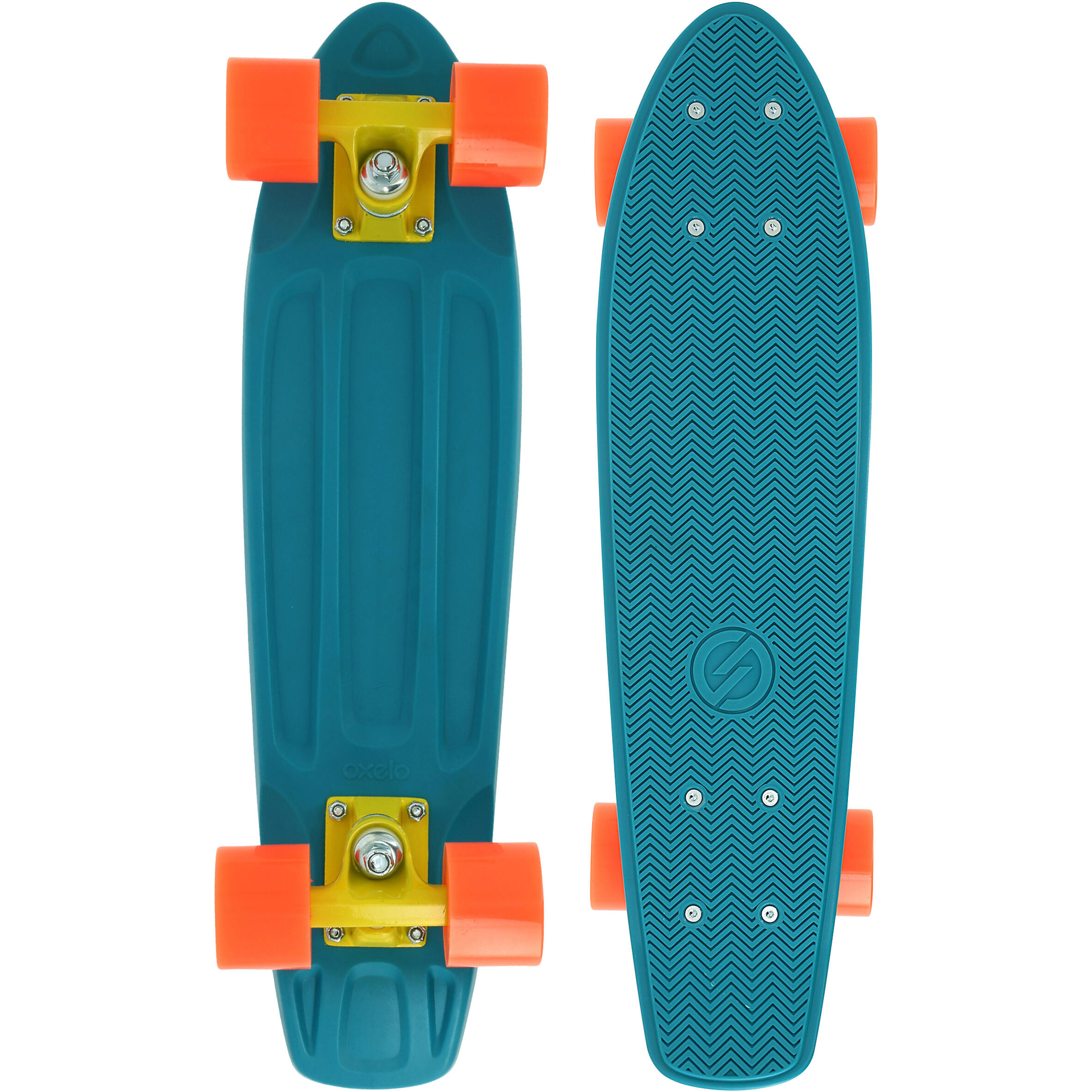 Image of Cruiser Skateboard Yamba 100 - Blue/Coral