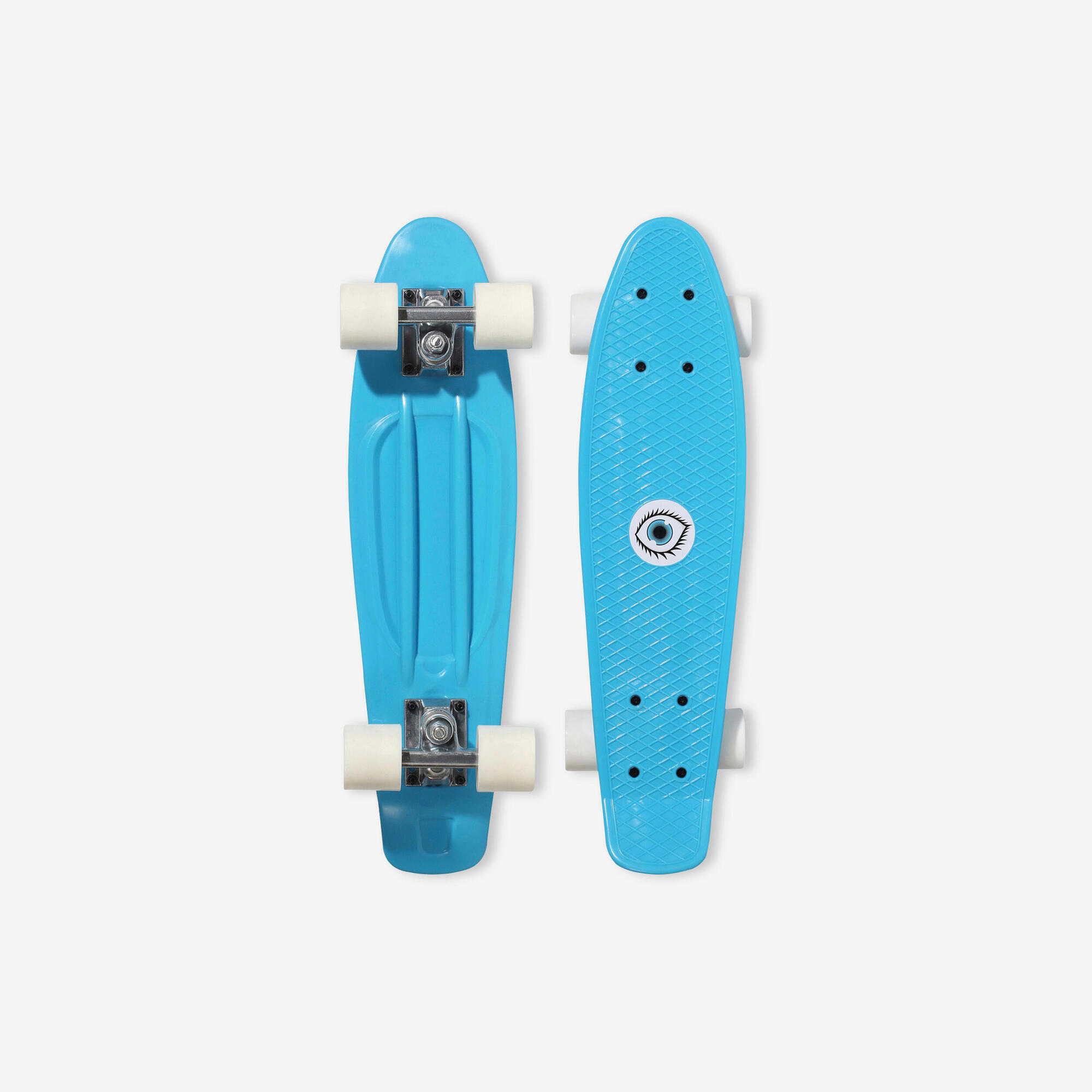 Kids' Mini Plastic Skateboard Blue oxelo