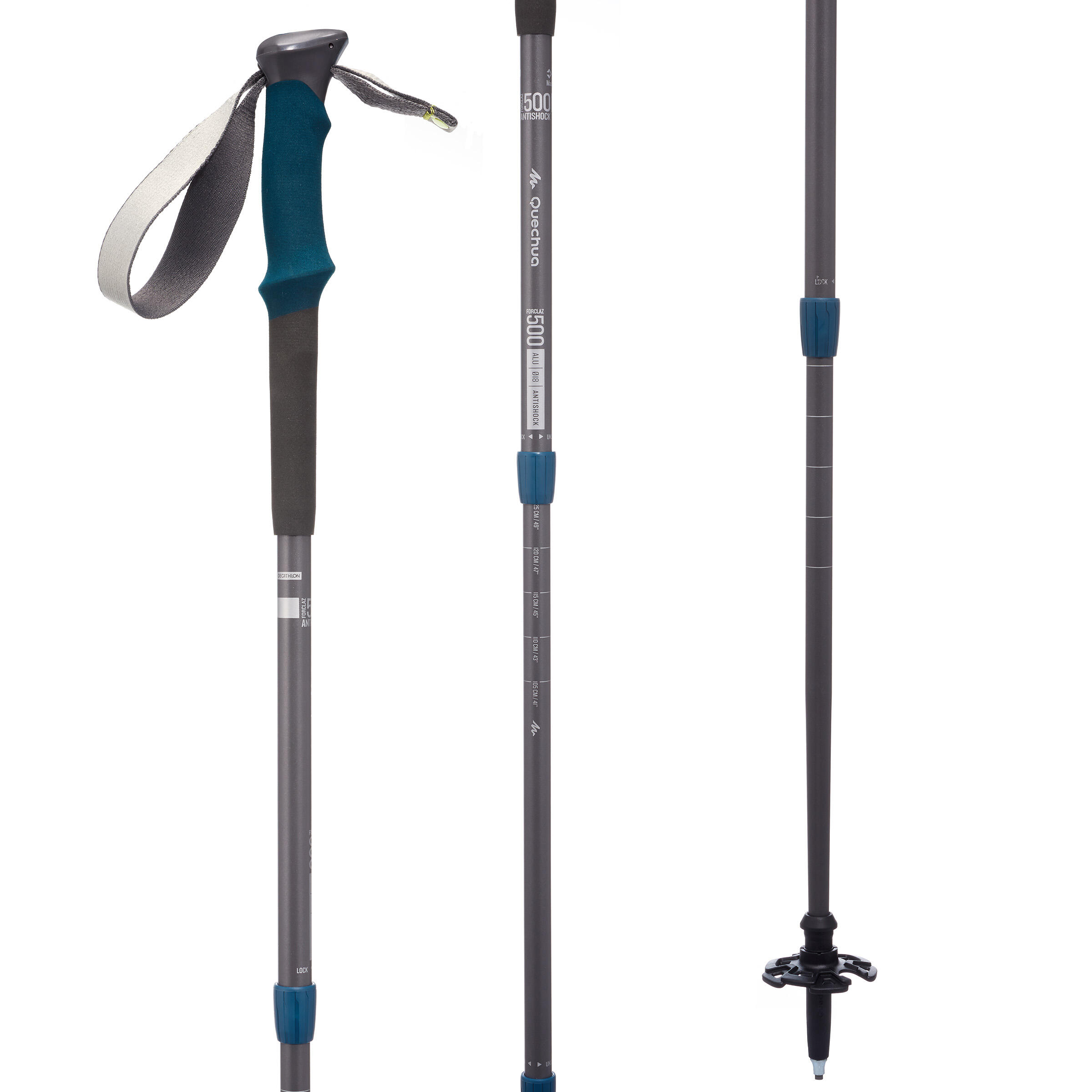 500 Anti-Shock Hiking Pole - Grey/Blue 