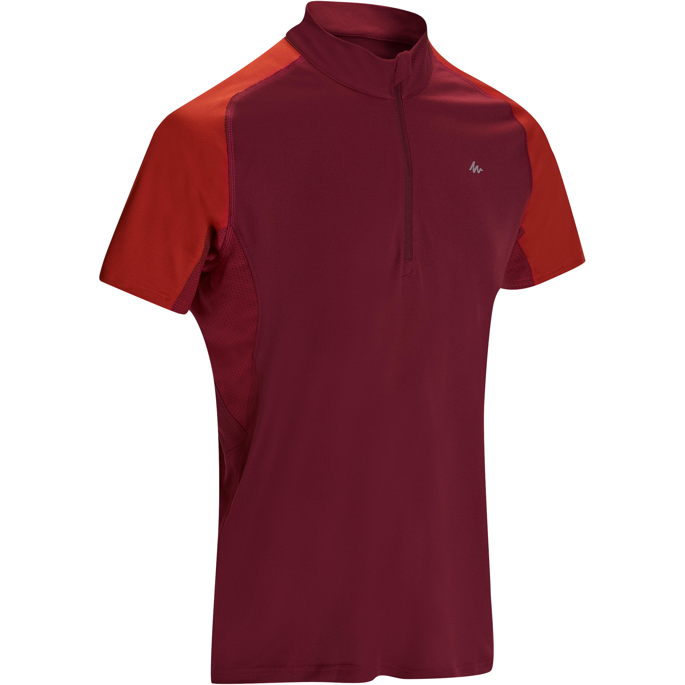 QUECHUA Tech Frech 100 Men's burgundy short-sleeved hiking T-shirt