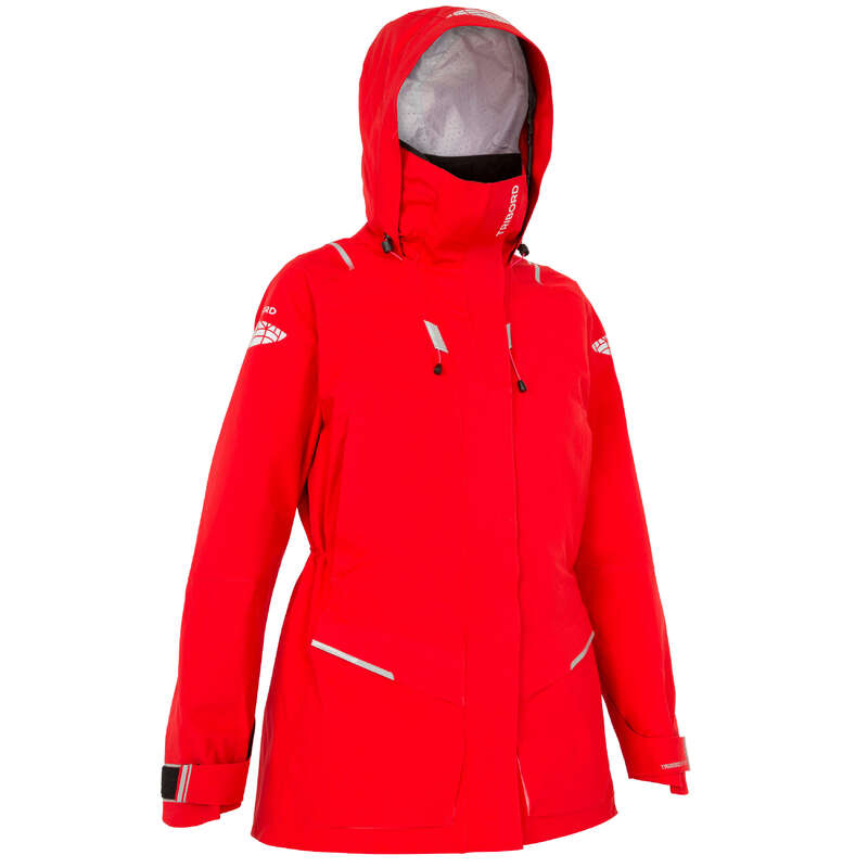 CRUISING RAINY WEATHER WOMAN CLOTHES - 500 Women's Jacket - Red TRIBORD