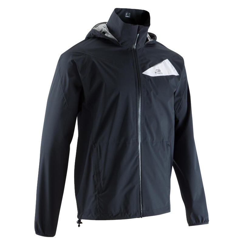 Men's Waterproof Jacket Trail Running Blue/Black KALENJI Decathlon