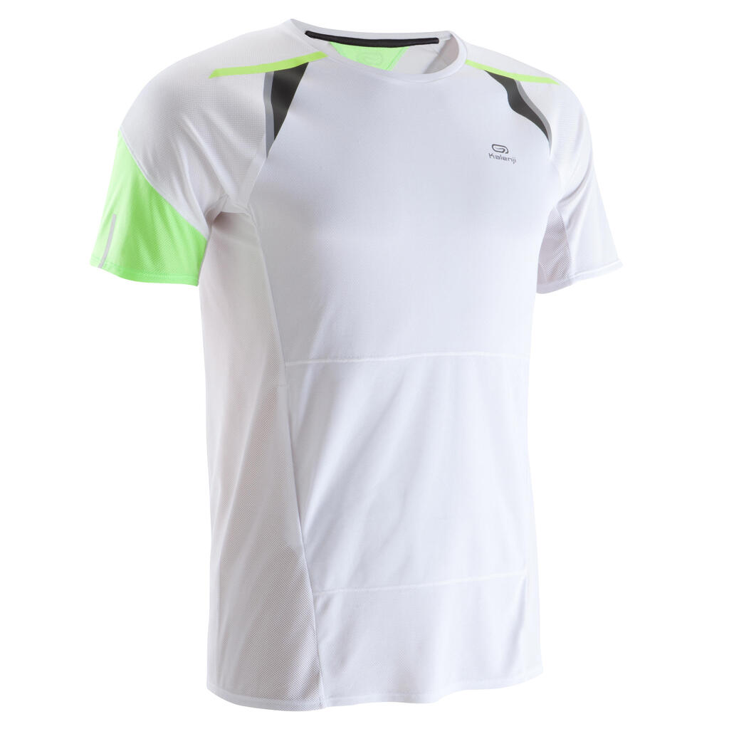 Laufshirt kurzarm Kiprun Herren mit Startnummernhalter weiß