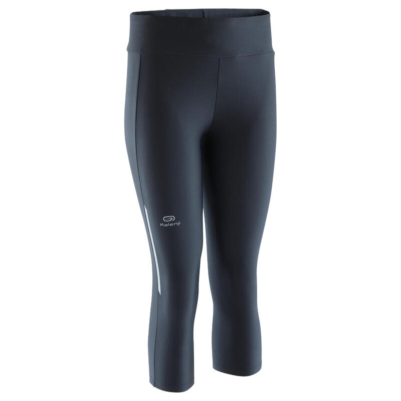 Mallas Piratas Leggings Deportivos Running Kalenji Run Dry Mujer Negro